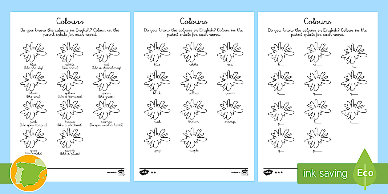 A1 Ficha de actividad: los colores en inglés - Twinkl