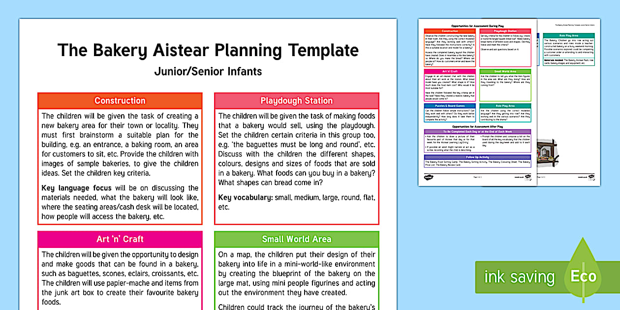 The Bakery Aistear Planning Overview (teacher made) - Twinkl