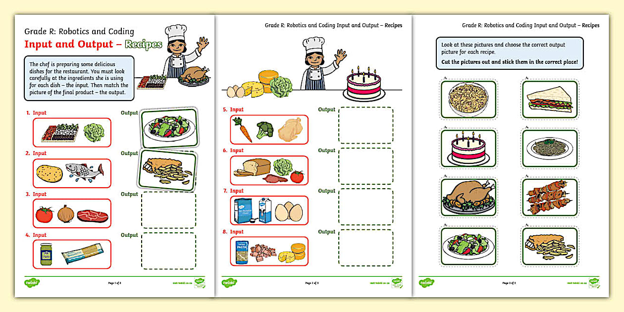 Grade R Robotics and Coding - Input and Output - Recipes