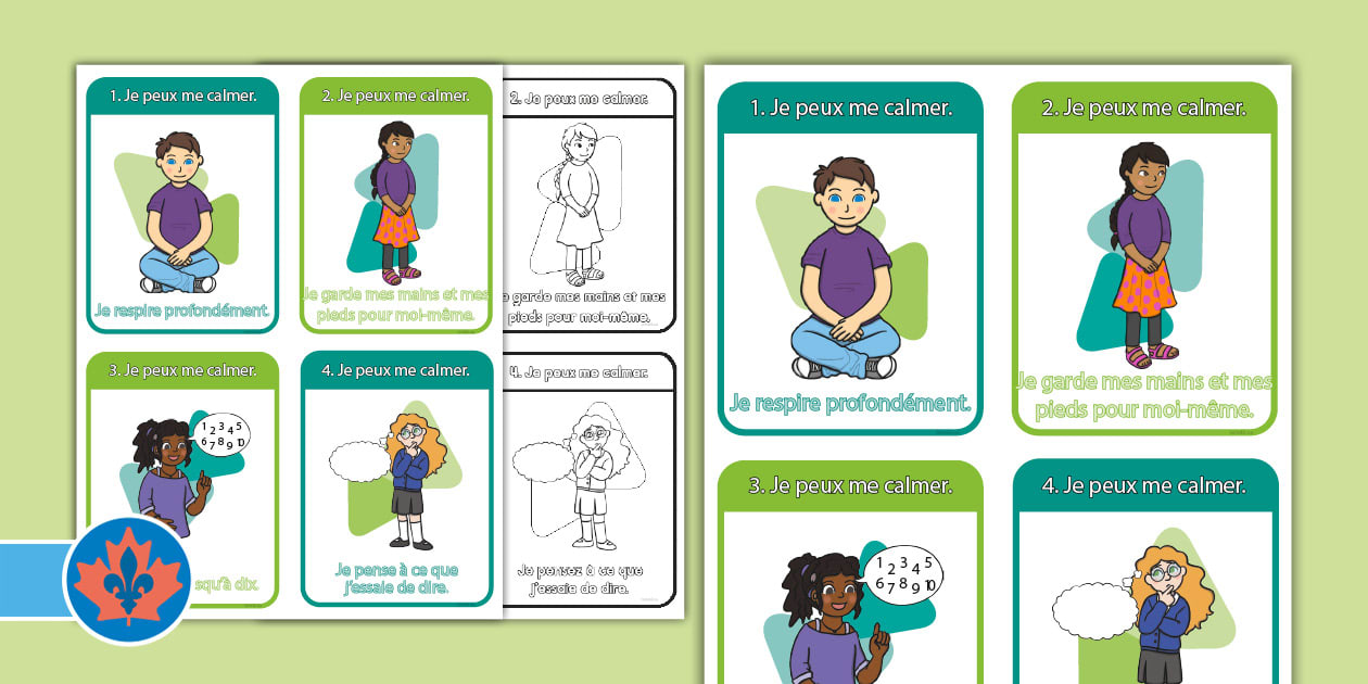 FREE I Can Calm Myself Down Prompt Cards French - Twinkl