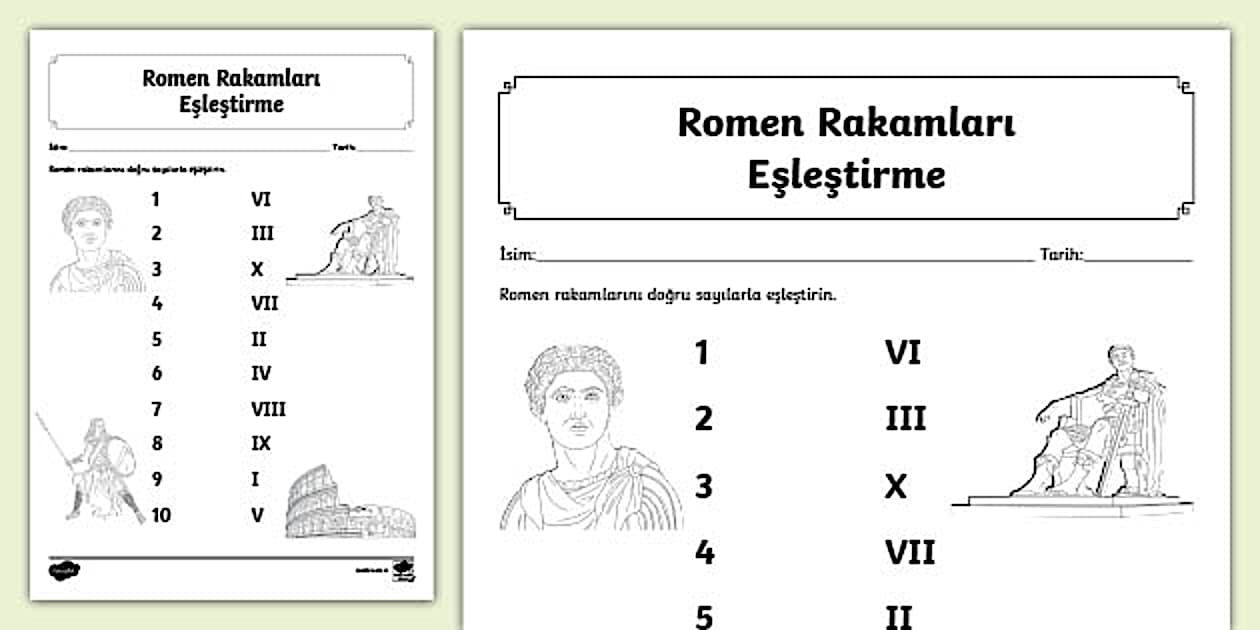 Romen Rakamlarını Eşleştirme Etkinliği (Teacher-Made)