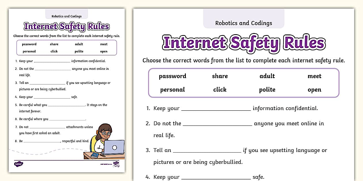 Grade 1 Robotics and Coding Worksheet Safety