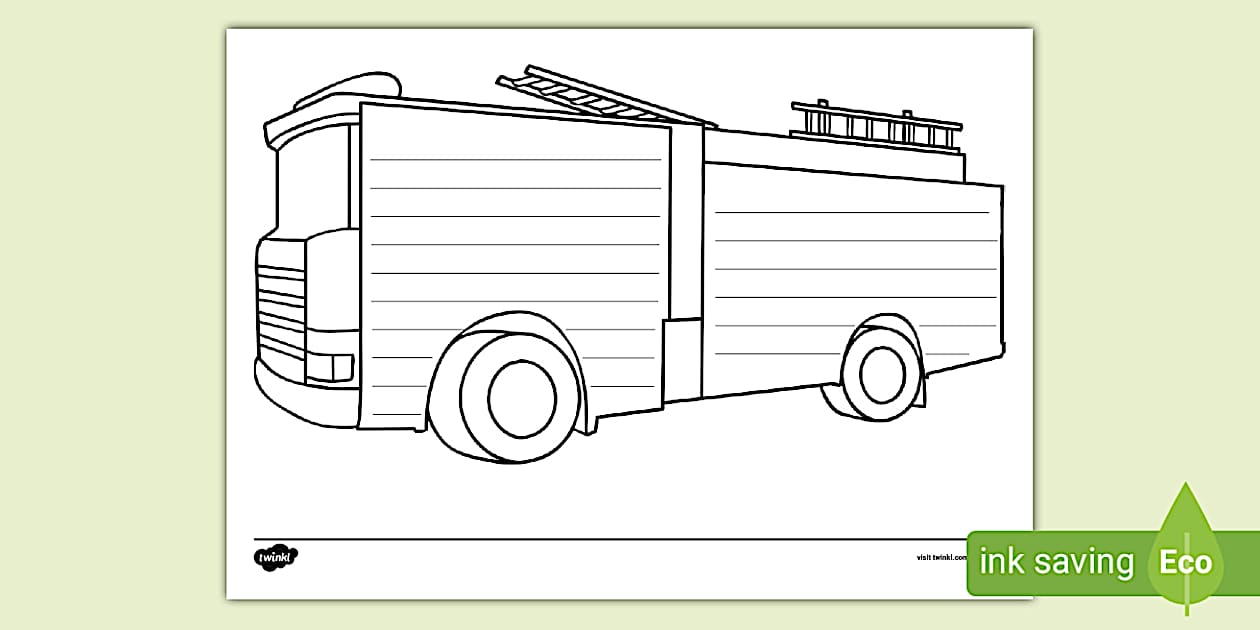 Fire Engine Writing Template - Twinkl