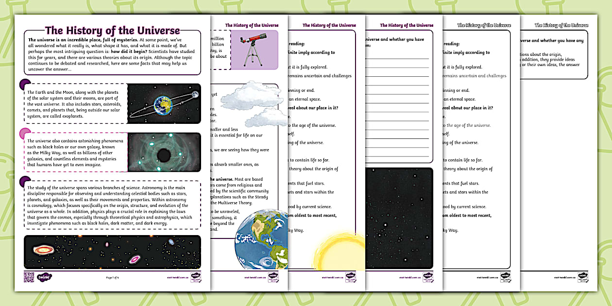 Working Guide The History of the Universe (teacher made)