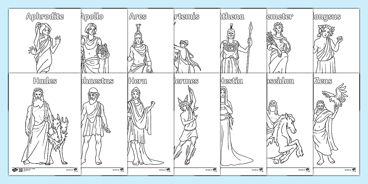 Greek Gods Colouring Pages (teacher made) Twinkl