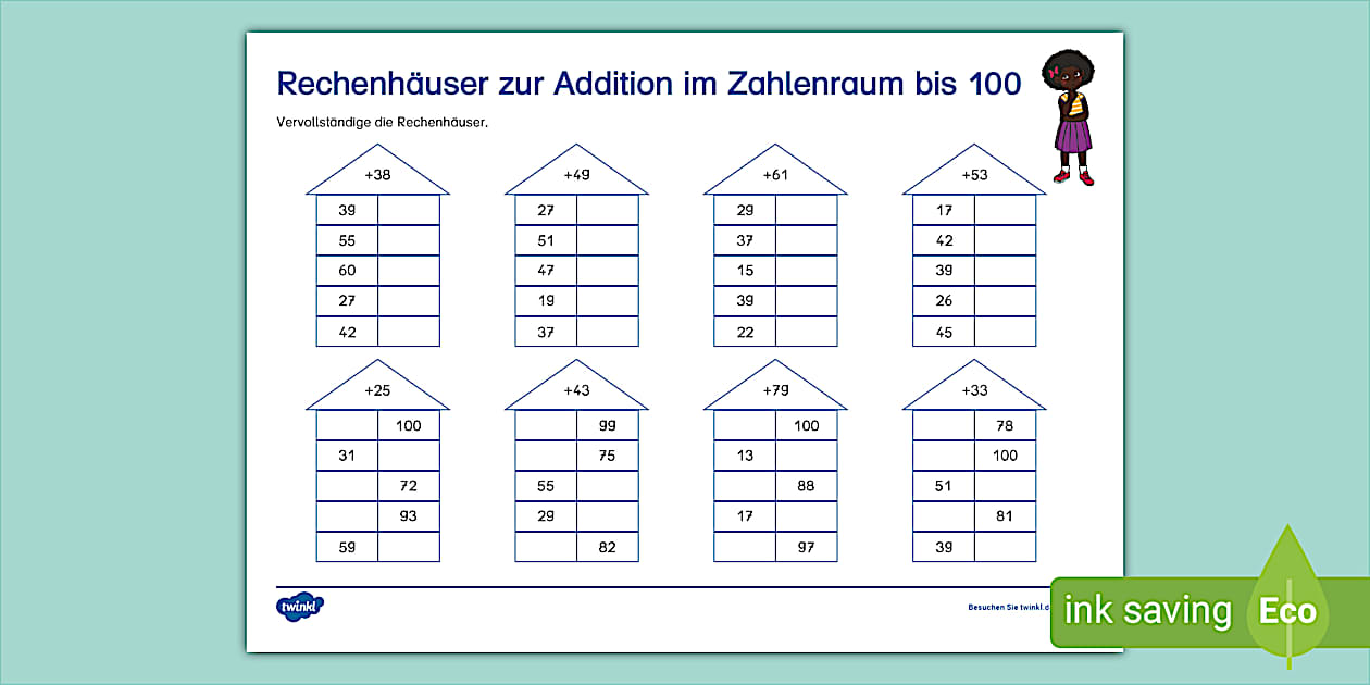 Rechenhäuser zur Addition im Zahlenraum bis 100 I Mathematik