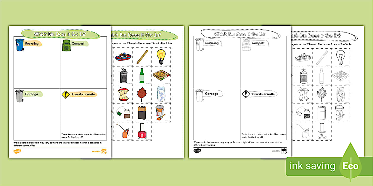 Sort the Waste Recycling Sorting Worksheet | Twinkl - Twinkl