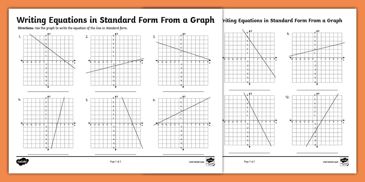 Eighth Grade Writing Equations in Standard Form From a Graph