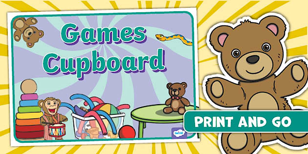 👉 Games Cupboard Display Sign