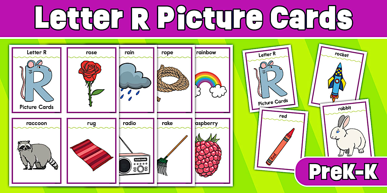 Letter R Picture Cards for PreK-K