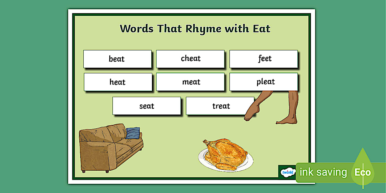 Words That Rhyme with Eat Word Mat