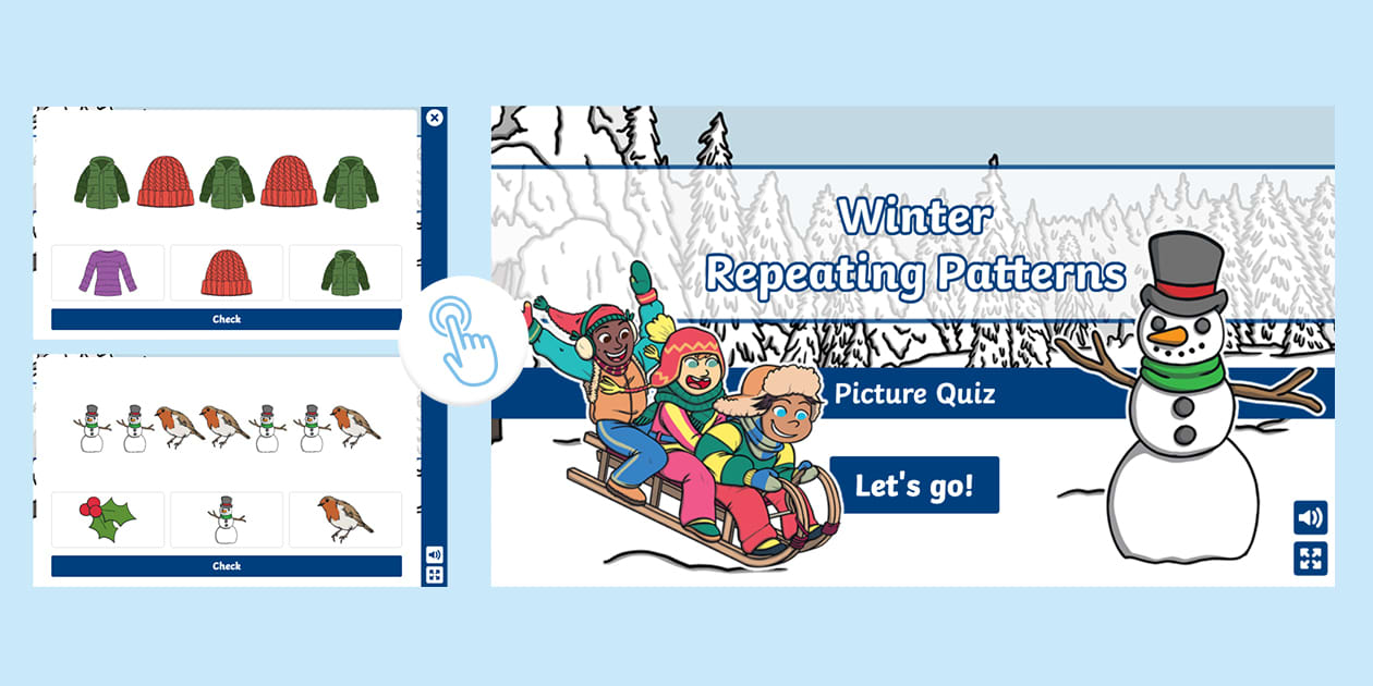 👉 Winter Repeating Patterns Interactive Game - Twinkl - KS1