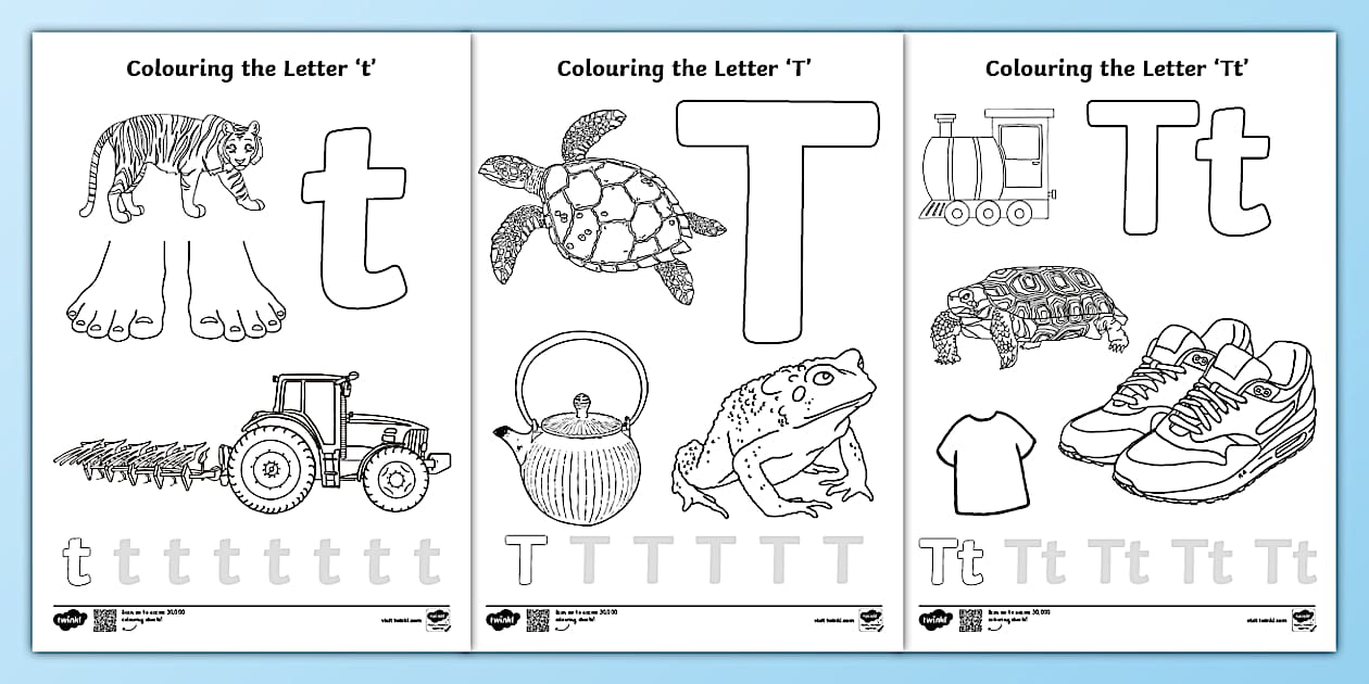 Letter T Colouring Pages KS1 Twinkl