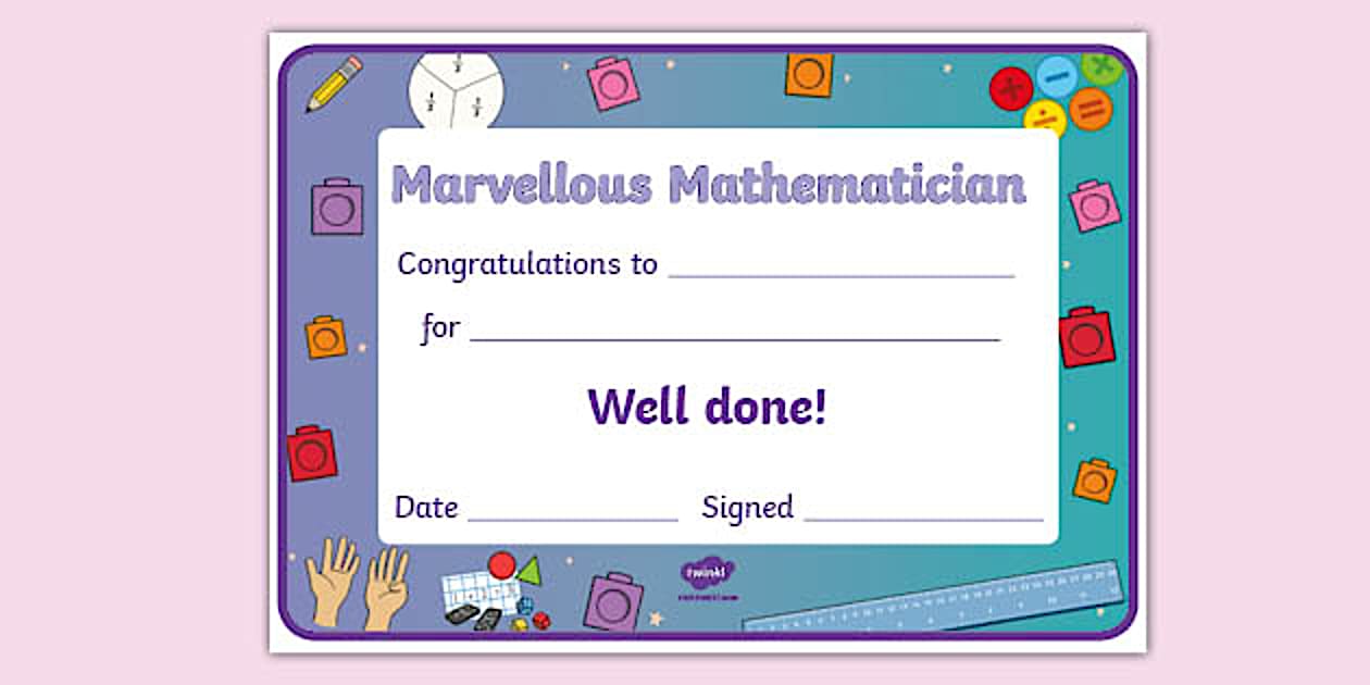 Certificate - Maths-Themed - Editable - Primary Resources