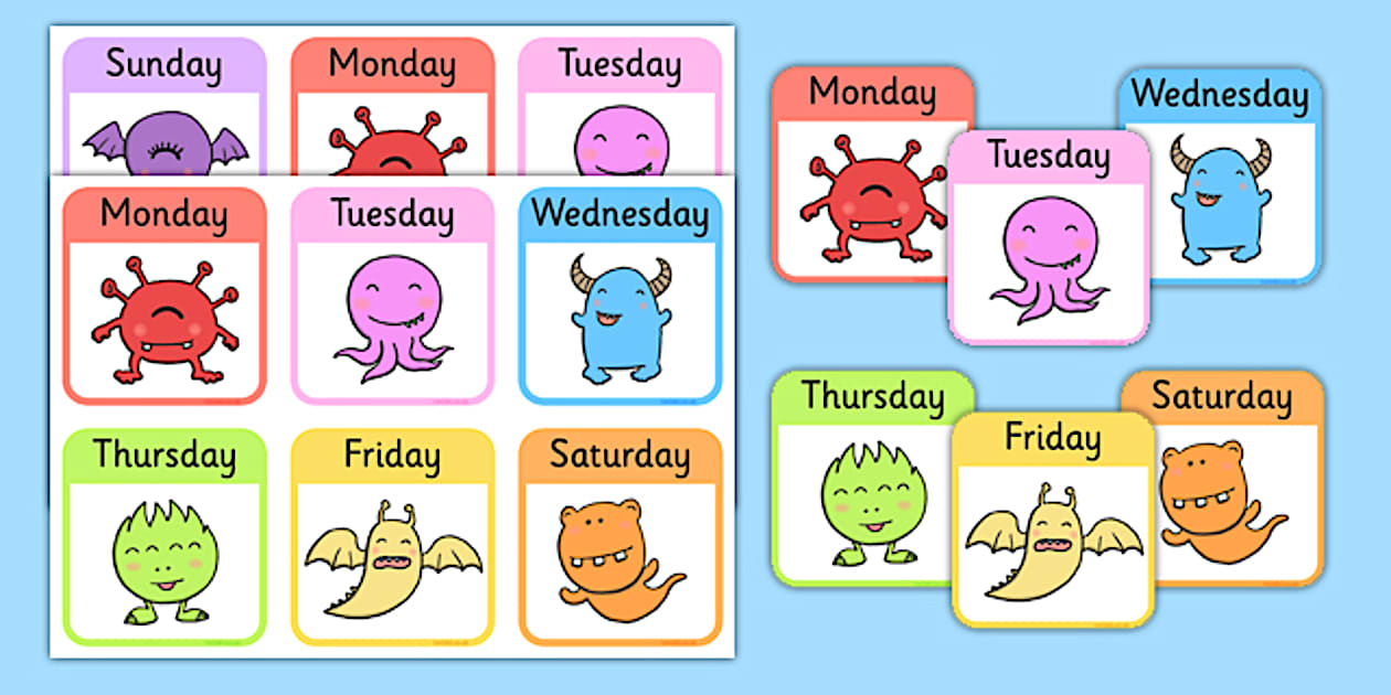 Monster Day Routine Worksheet Editable Monster Days of the Week Snap Game - Twinkl