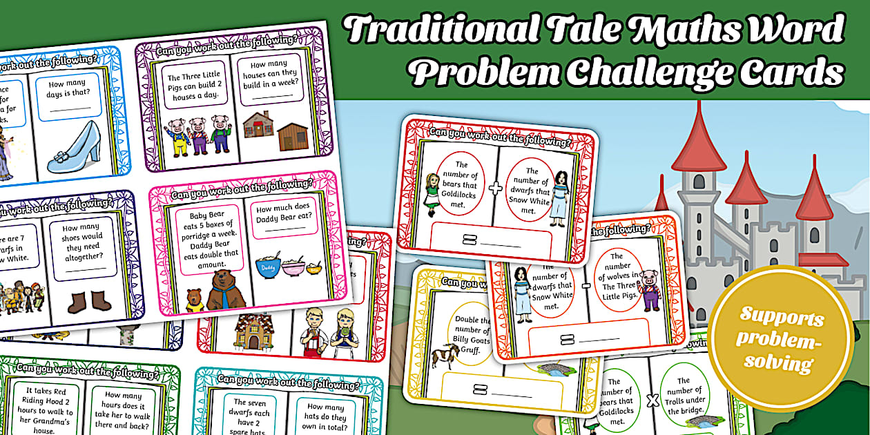 Traditional Tale Word Problem Challenge Cards - challenge cards