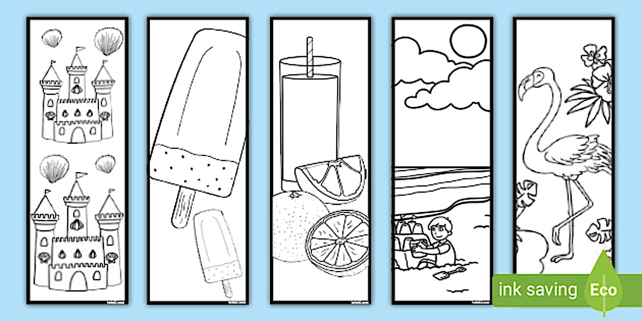 Printable Summer Bookmarks to Colour Reading Twinkl