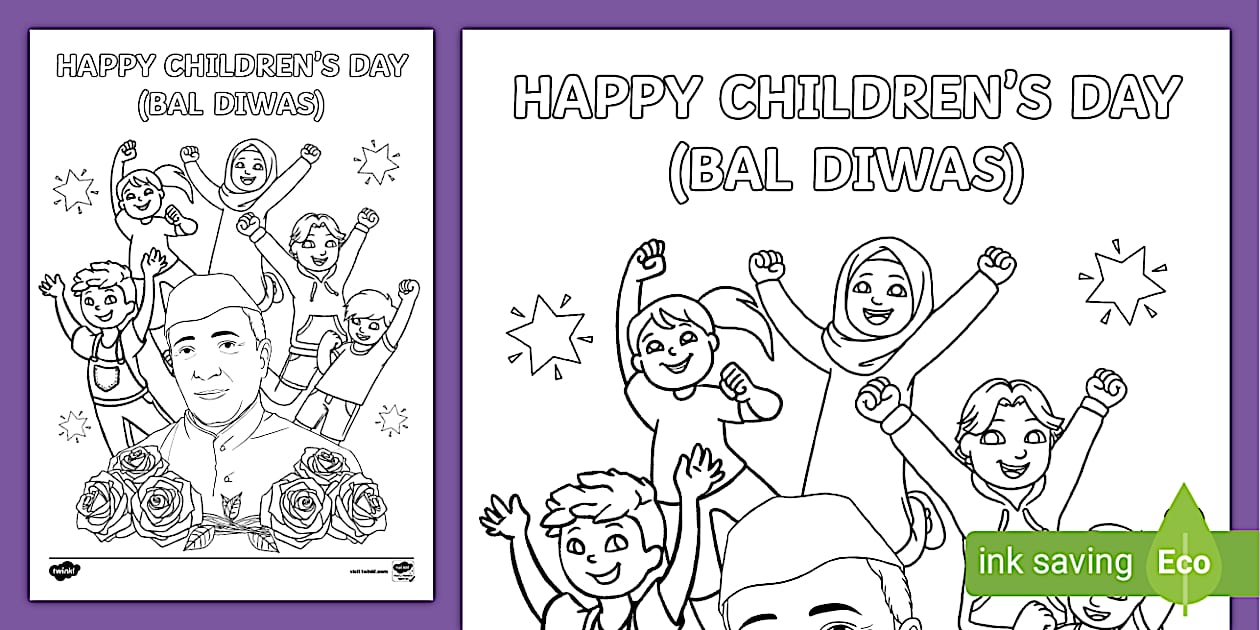 Happy Children's Day Colouring Sheet (teacher made) - Twinkl