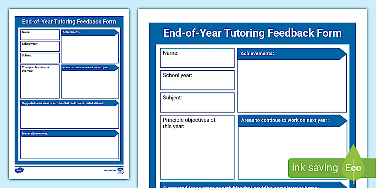 End-of Year-Tutoring Feedback (teacher made) - Twinkl
