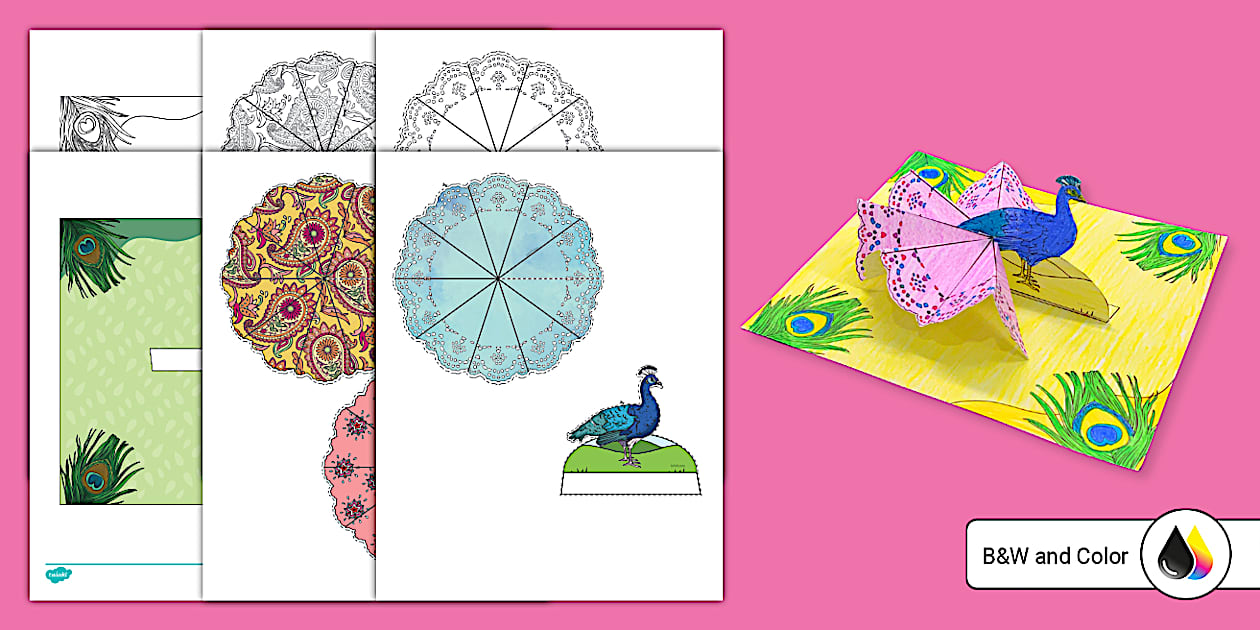 3D Peacock Craft (l'enseignant a fait) - Twinkl