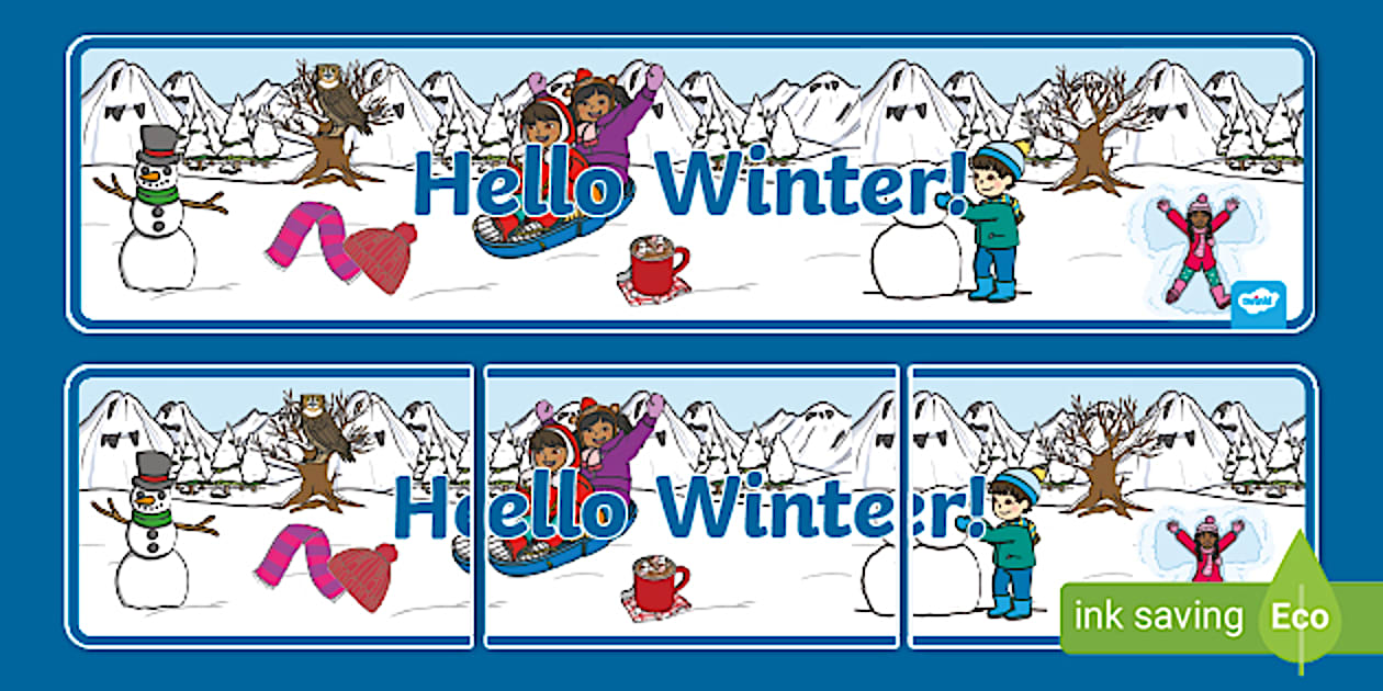 Hello Winter Display Banner (teacher made) - Twinkl