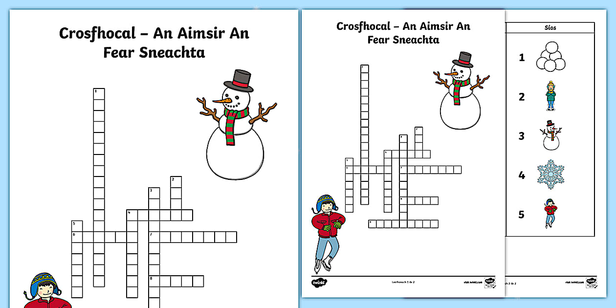 The Snowman Crossword Gaeilge Twinkl