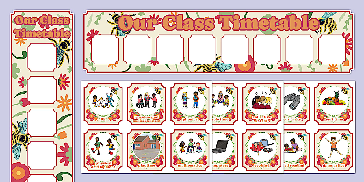 Bee-Themed Reception Visual Timetable Pack - Twinkl
