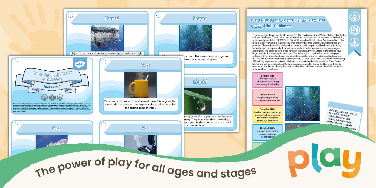 Water States of Matter STEAM Play Fact Cards (teacher made)