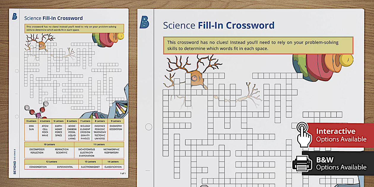 Science Fill-In Crossword (teacher made) - Twinkl