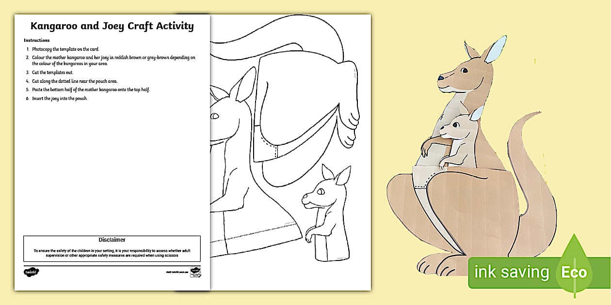 Kangaroo and Joey Craft Activity (Teacher-Made) - Twinkl