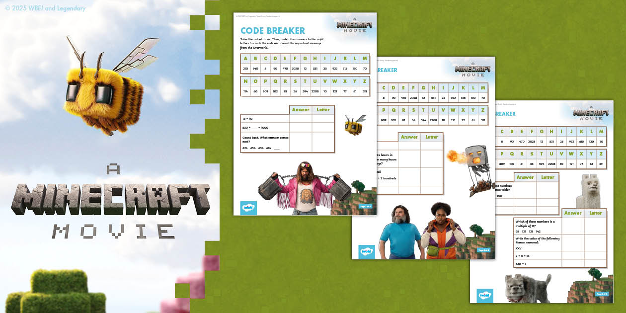 👉 A Minecraft Movie: Minecraft Maths Workbook Activity
