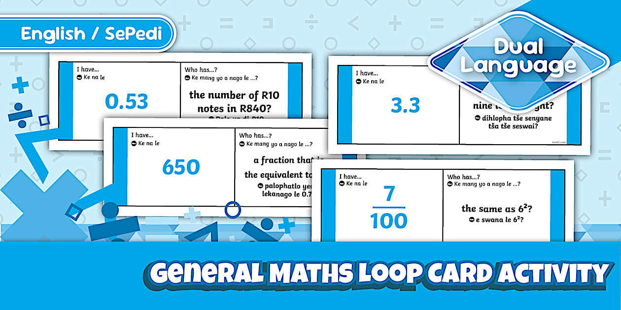 Grade 4 Maths General Maths Loop Cards Sepedi/English