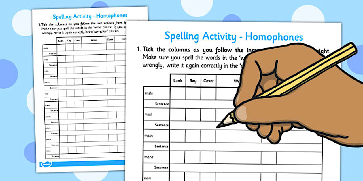 Look Say Cover Write Check Sentence Writing Activity Homophones