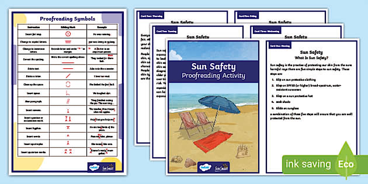 FREE! - Sun Safety Proofreading Activity (teacher made)