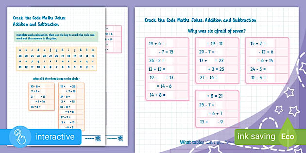  crack the code funny maths jokes addition and subtraction