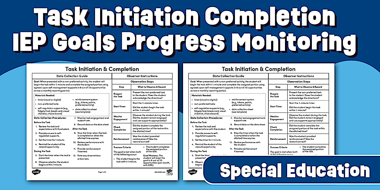 Task Initiation Completion IEP Goals Progress Monitoring