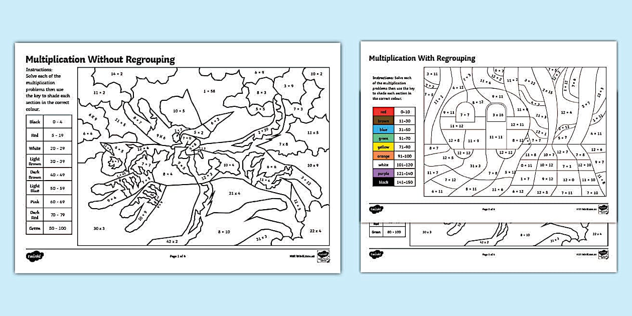 Colour by multiplication activity sheets twinkl