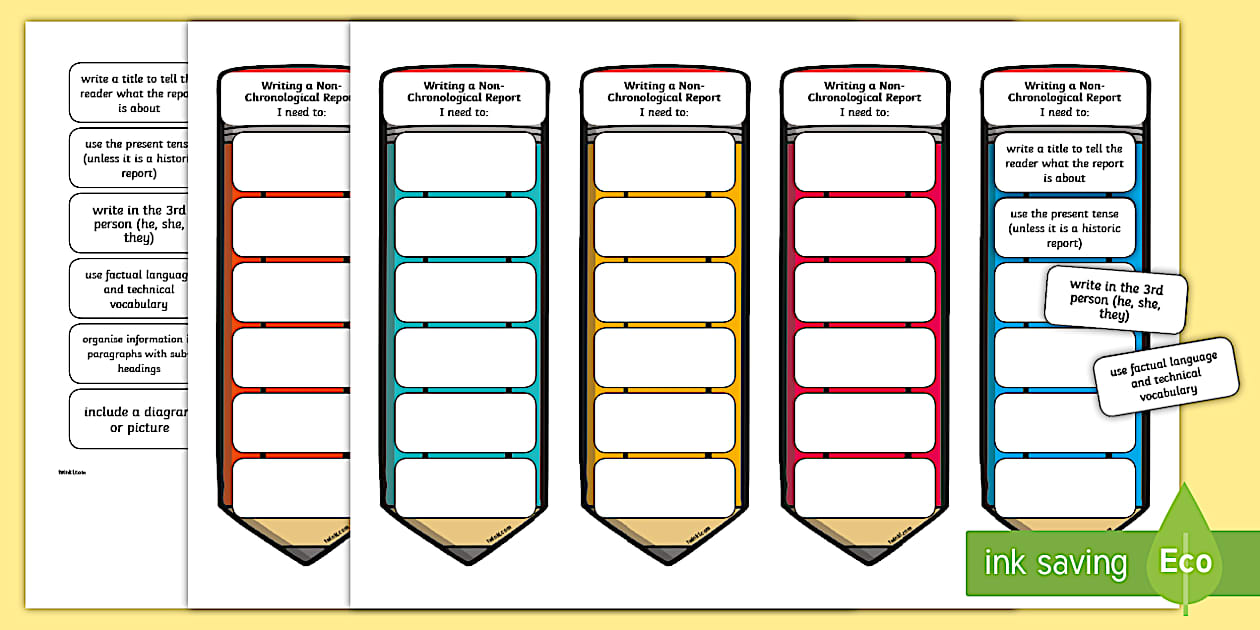 Cursive Second Level Writing a Non-Chronological Report Editable Bookmarks
