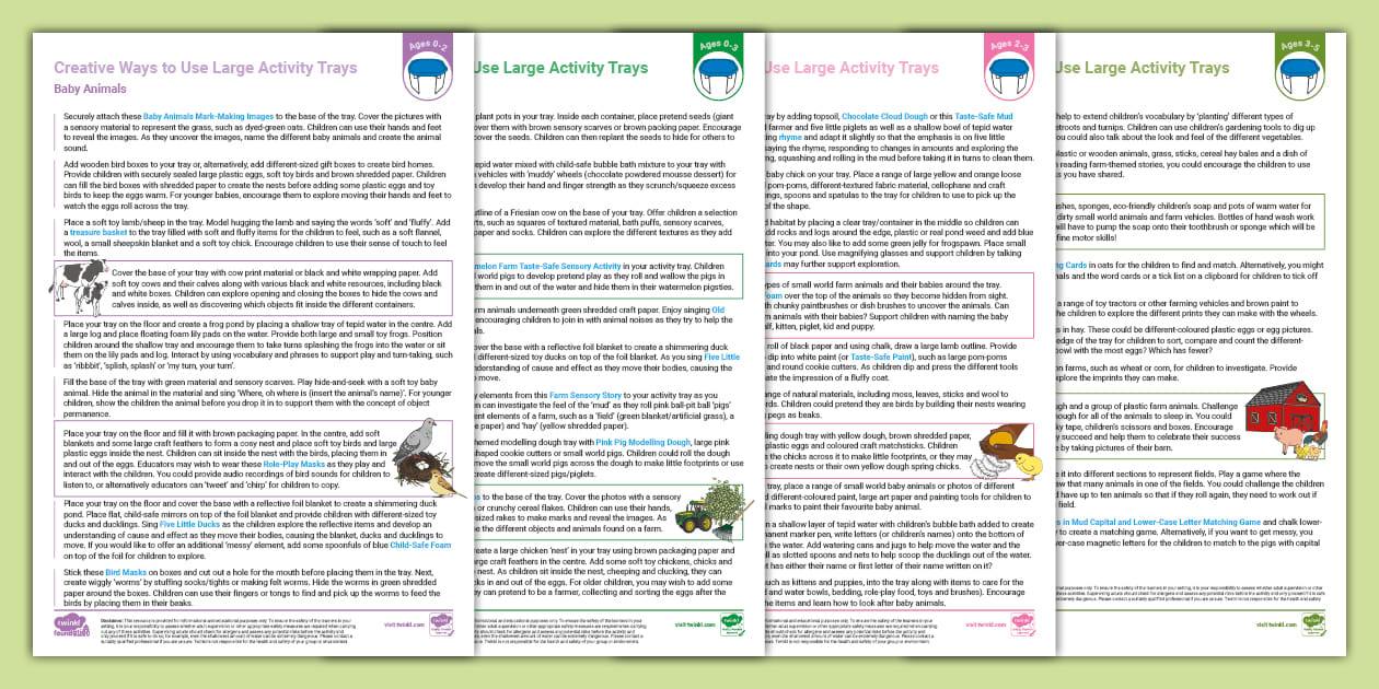 EYFS Ages 0-5 Large Activity Trays Planning Pack: Farm