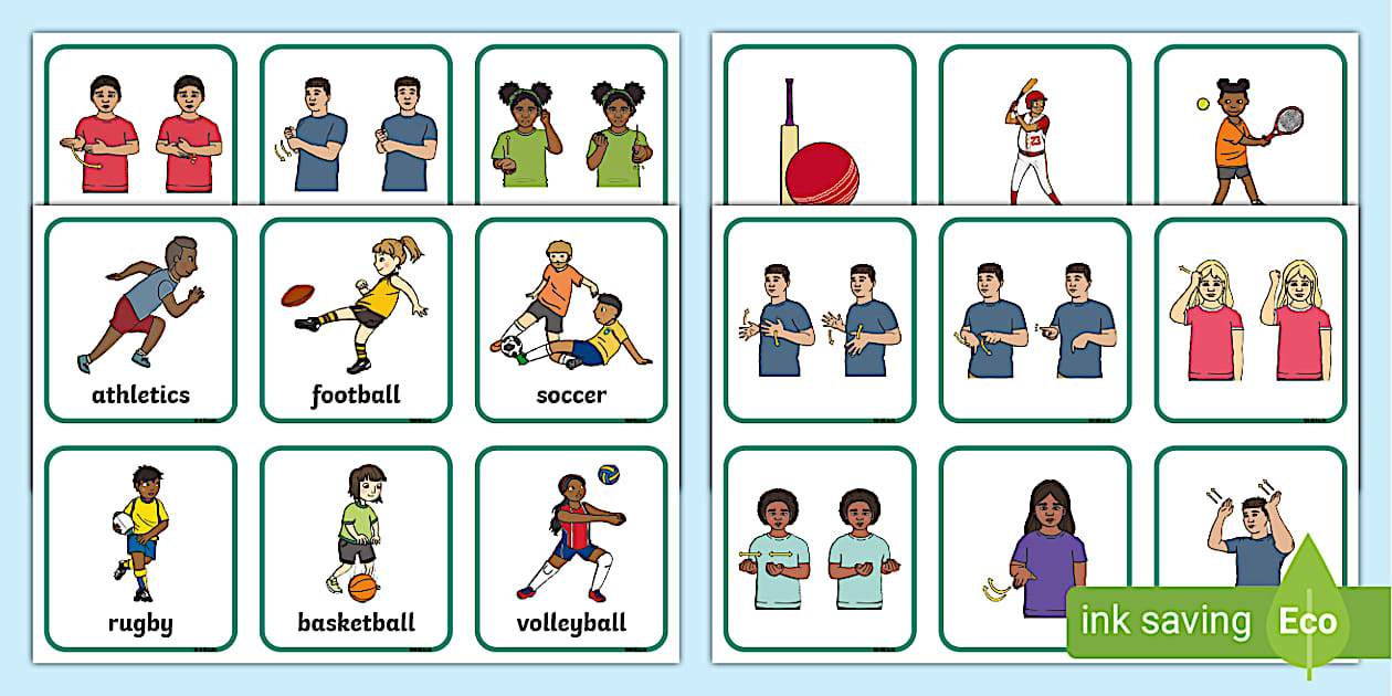 Auslan Sports Matching Cards