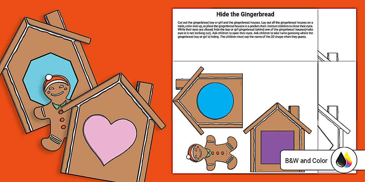 Hide the Gingerbread 2D Shape Recognition Worksheet - Twinkl