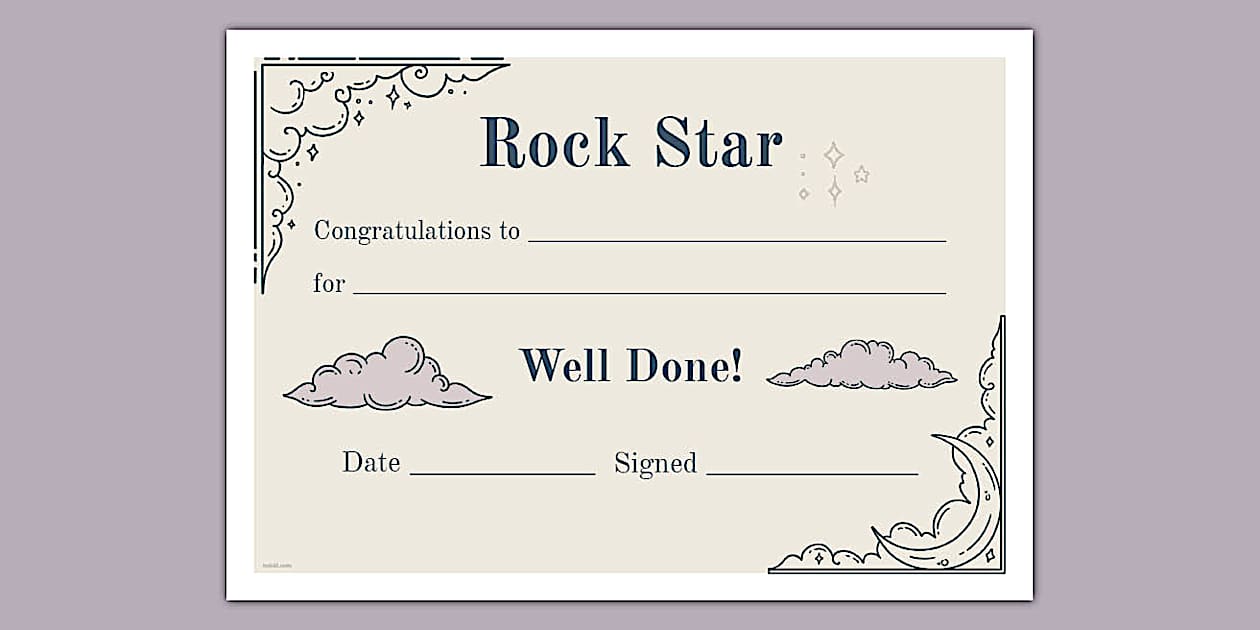 Celestial Themed Rockstar Certificate Teacher Made Celestial Themed Rockstar Certificate Teacher Made