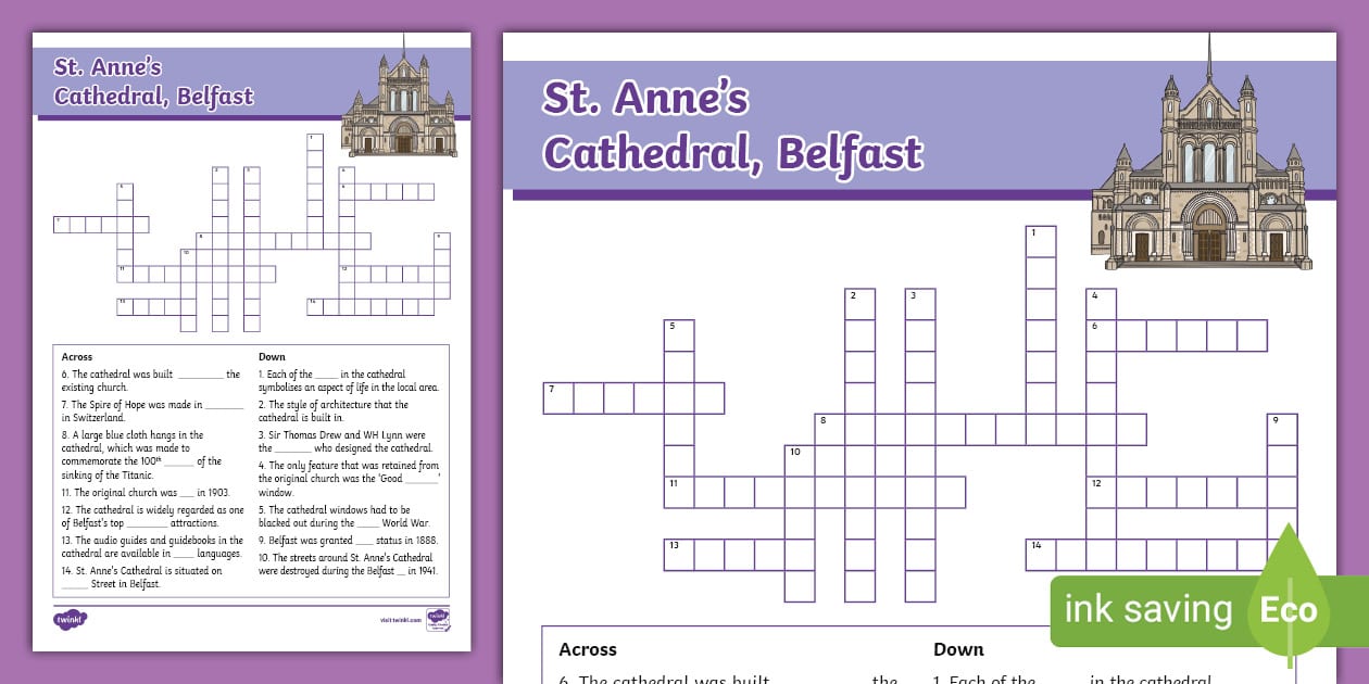St. Anne's Cathedral Crossword (l'enseignant a fait)