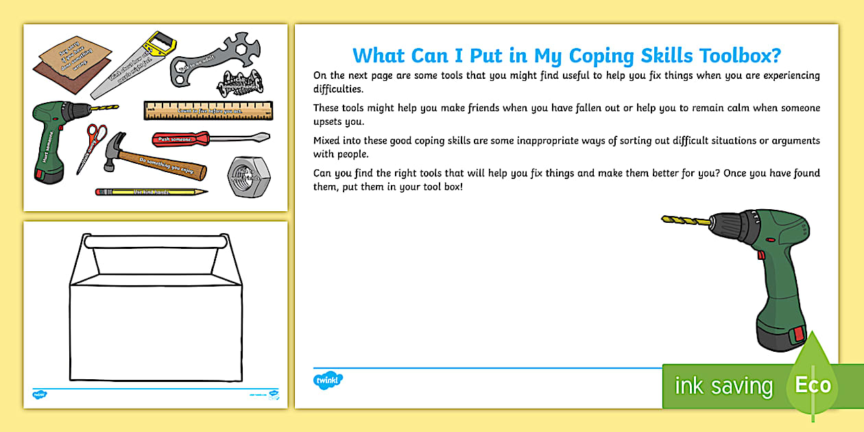 Editable What Can I Put In My Coping Skills Toolbox? Worksheet