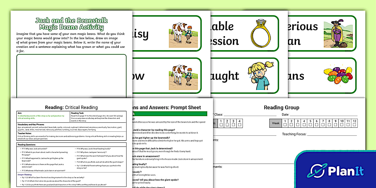 Year 2 jack and the beanstalk reading lesson 2 twinkl