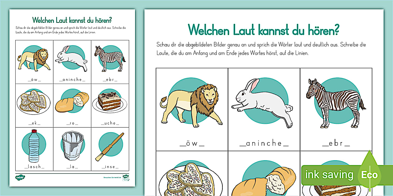 Übung I Anlaute und Auslaute I Laute erkennen - Twinkl
