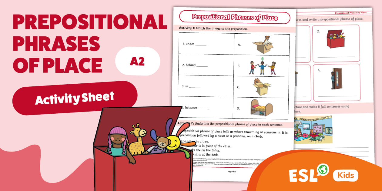 ESL Prepositional Phrases Activity Sheet {Kids}