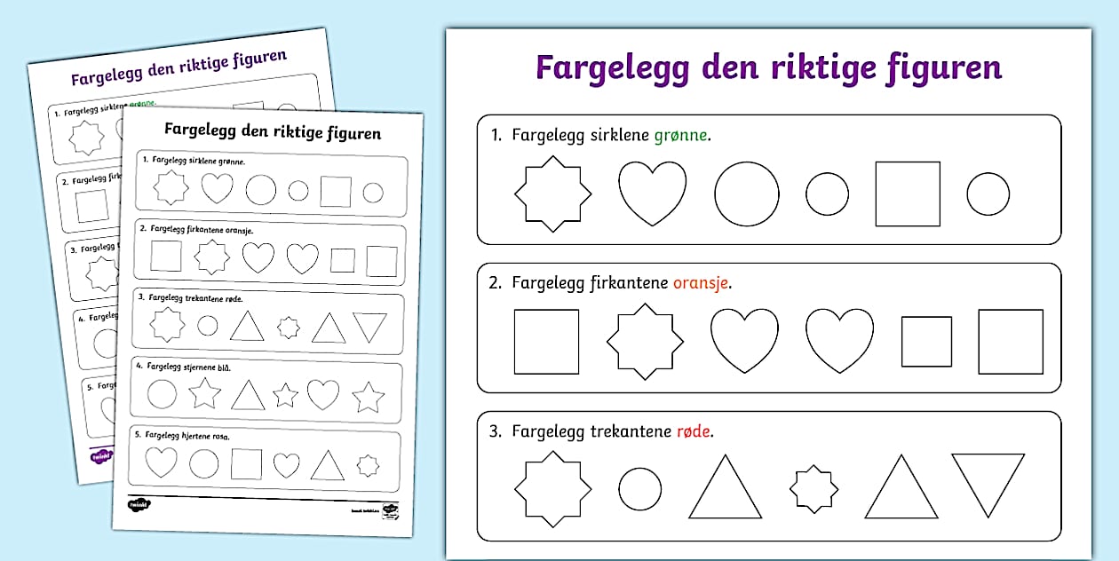 Fargelegg Den Riktige Figuren Aktivitetsark Fargelegg Den Riktige Figuren Aktivitetsark