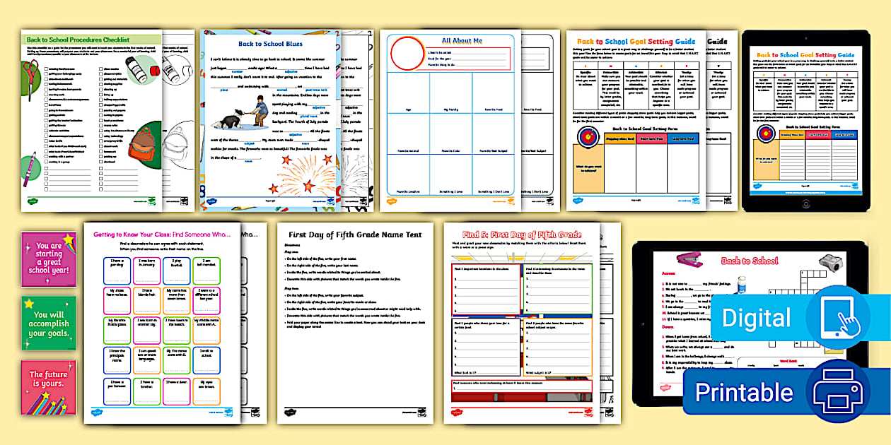 Fifth Grade First Week of School Activity Pack