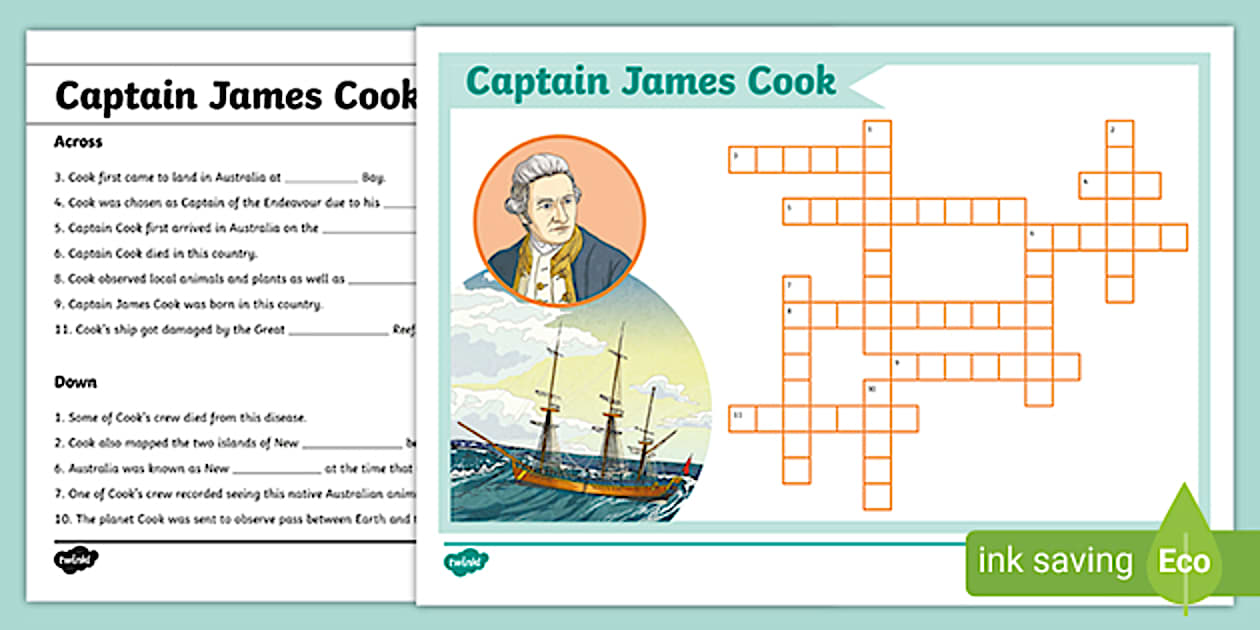 Captain Cook Crossword (teacher made) Twinkl